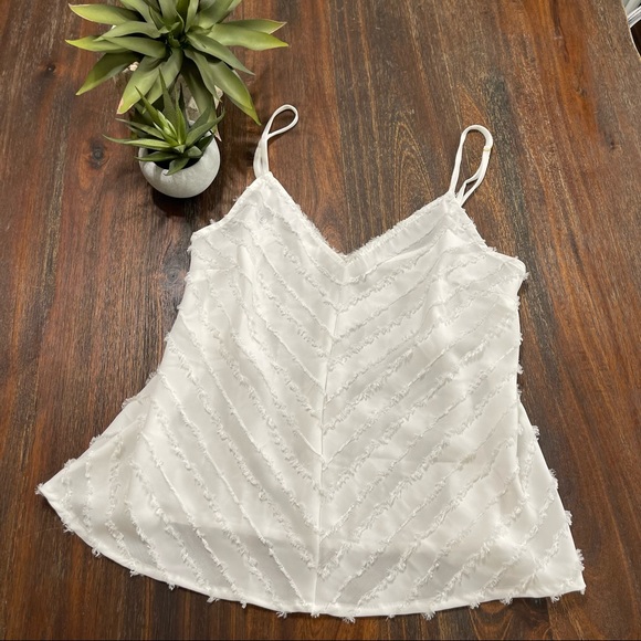 Intimately Free People White frayed geometric v neck blouse tank XS Fade Away - Picture 3 of 6